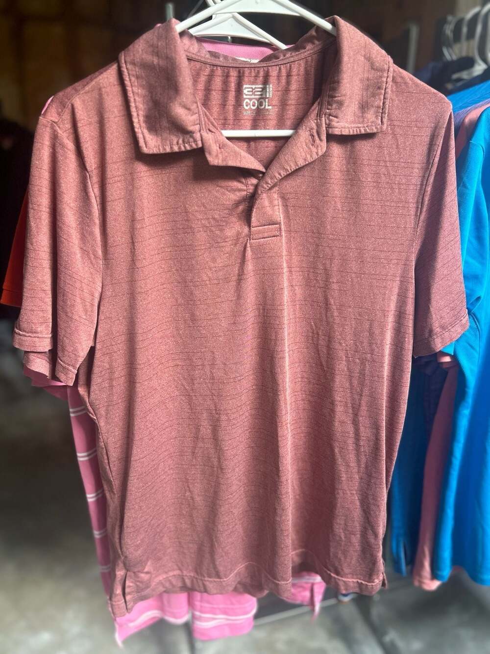 32 Degrees Cool Men's Short Sleeve Performance Polo Shirt - Brick Red Heathered